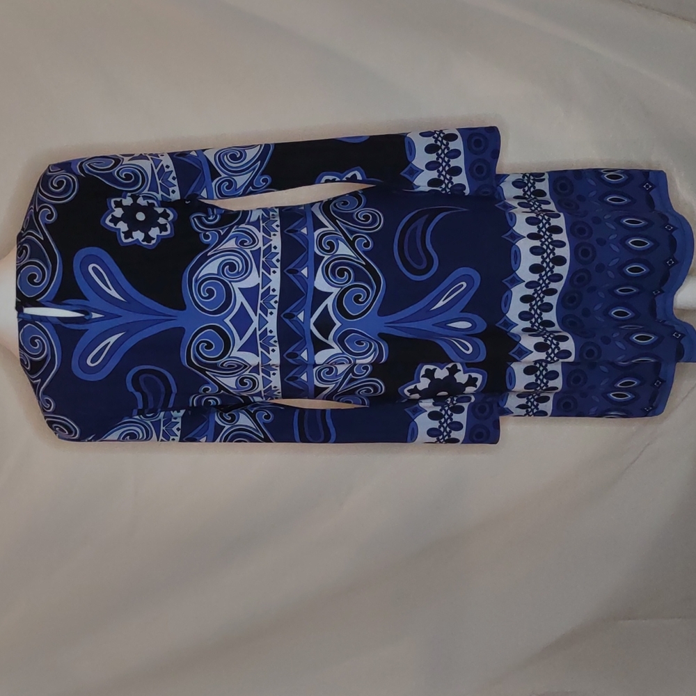 INC blue, black and purple paisley stretch dress, nwt, M - Picture 2 of 9